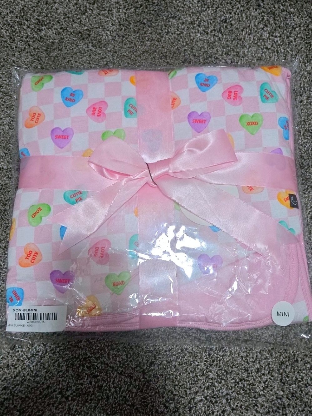 Pink Sleepy Sloth Heart Conversation Bamboo Blanket